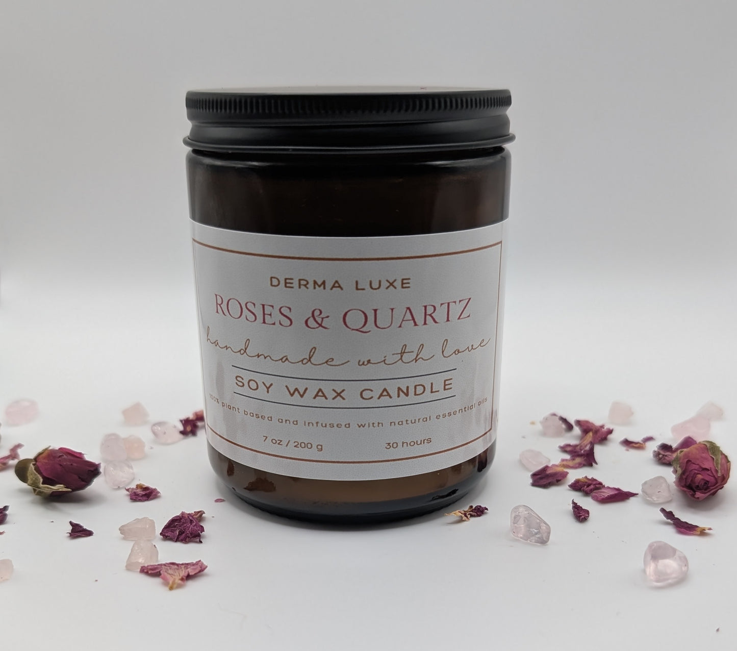Roses & Quartz Soy Wax Candle - 7 oz