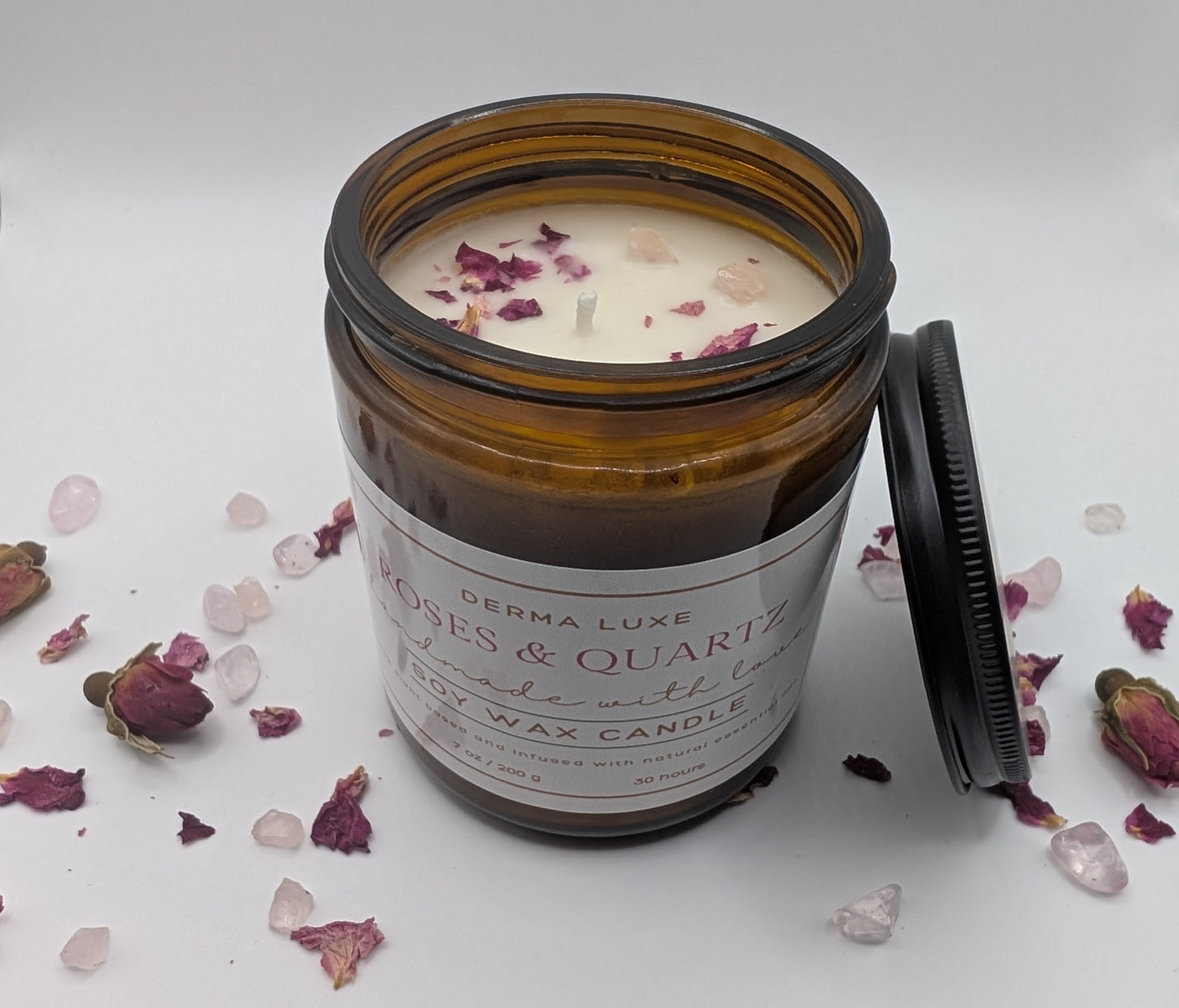 Roses & Quartz Soy Wax Candle - 7 oz