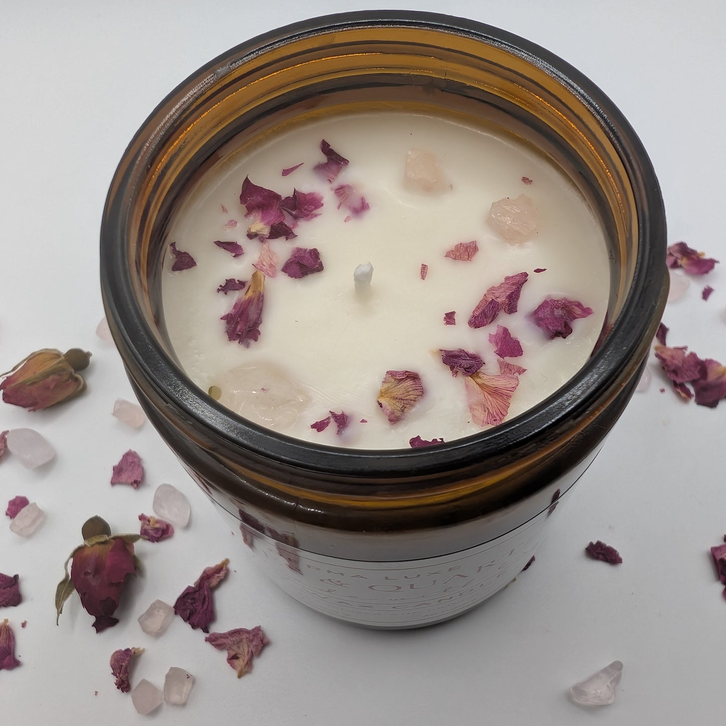 Roses & Quartz Soy Wax Candle - 7 oz