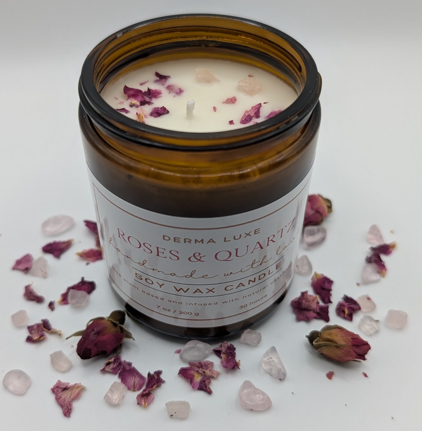 Roses & Quartz Soy Wax Candle - 7 oz