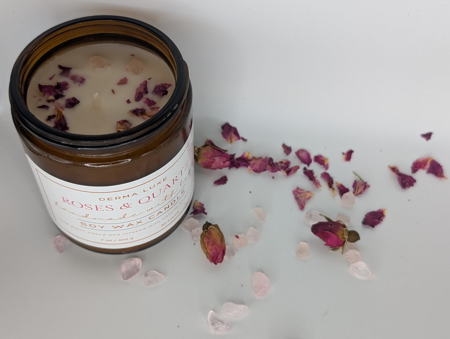 Roses & Quartz Soy Wax Candle - 7 oz