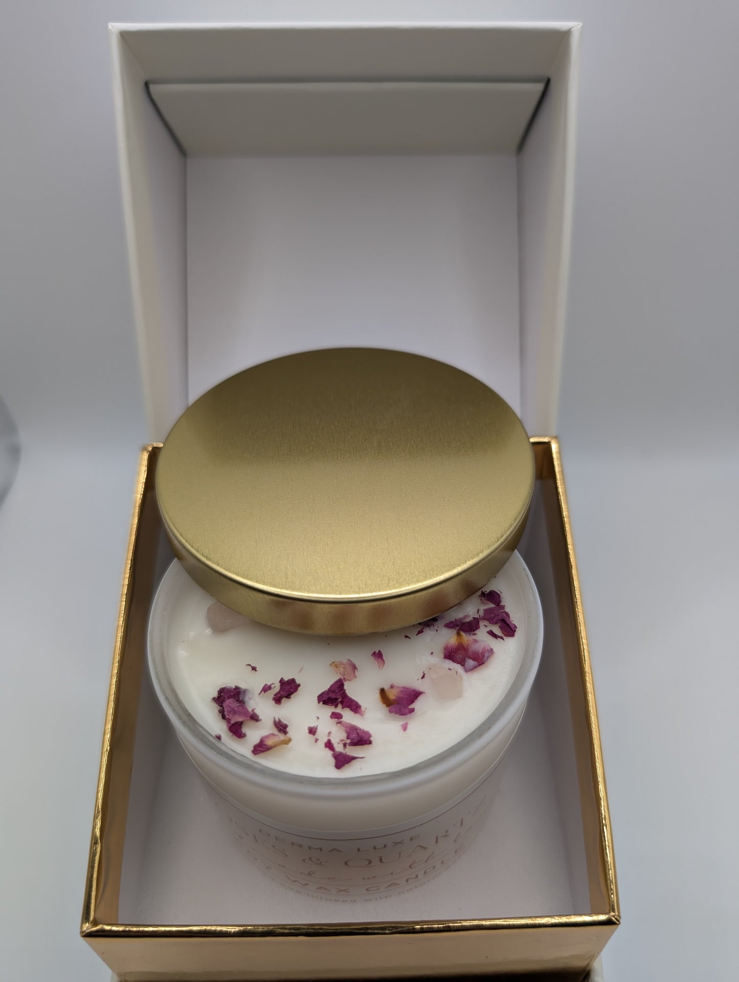Roses & Quartz Soy Wax Candle with Gift Box