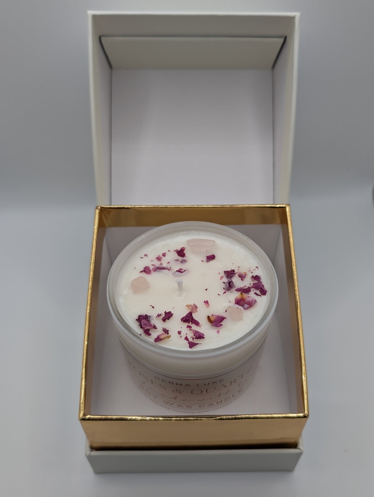 Roses & Quartz Soy Wax Candle with Gift Box