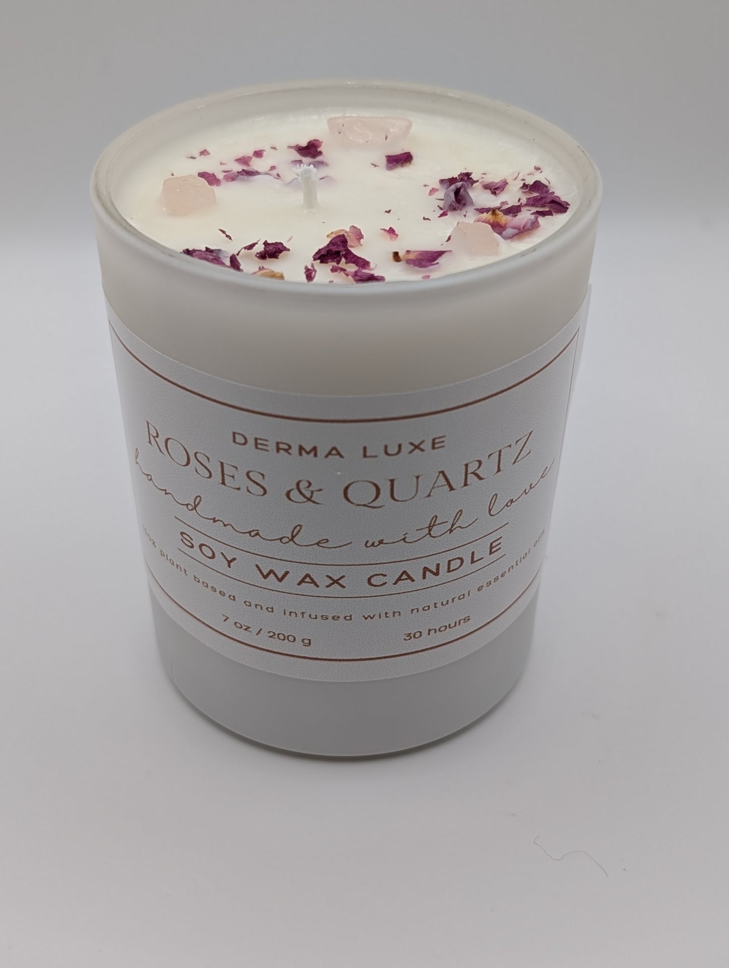 Roses & Quartz Soy Wax Candle with Gift Box