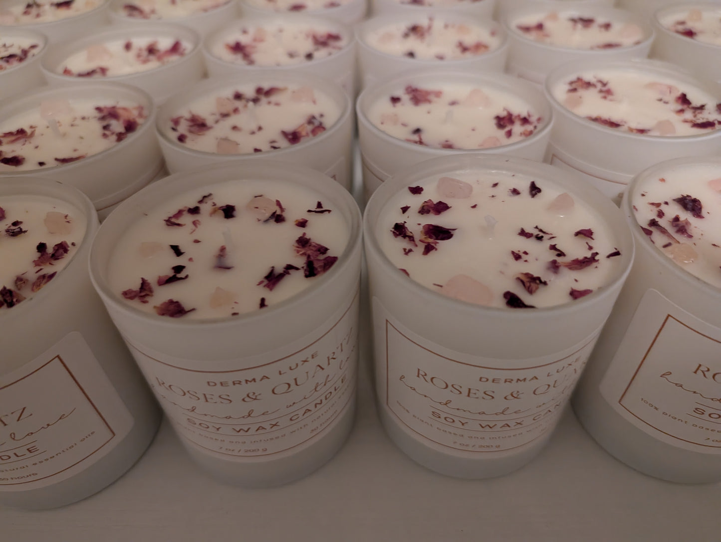 Roses & Quartz Soy Wax Candle with Gift Box