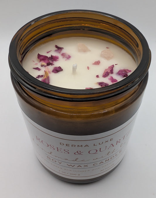 Roses & Quartz Soy Wax Candle - 7 oz