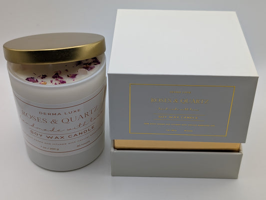 Roses & Quartz Soy Wax Candle with Gift Box